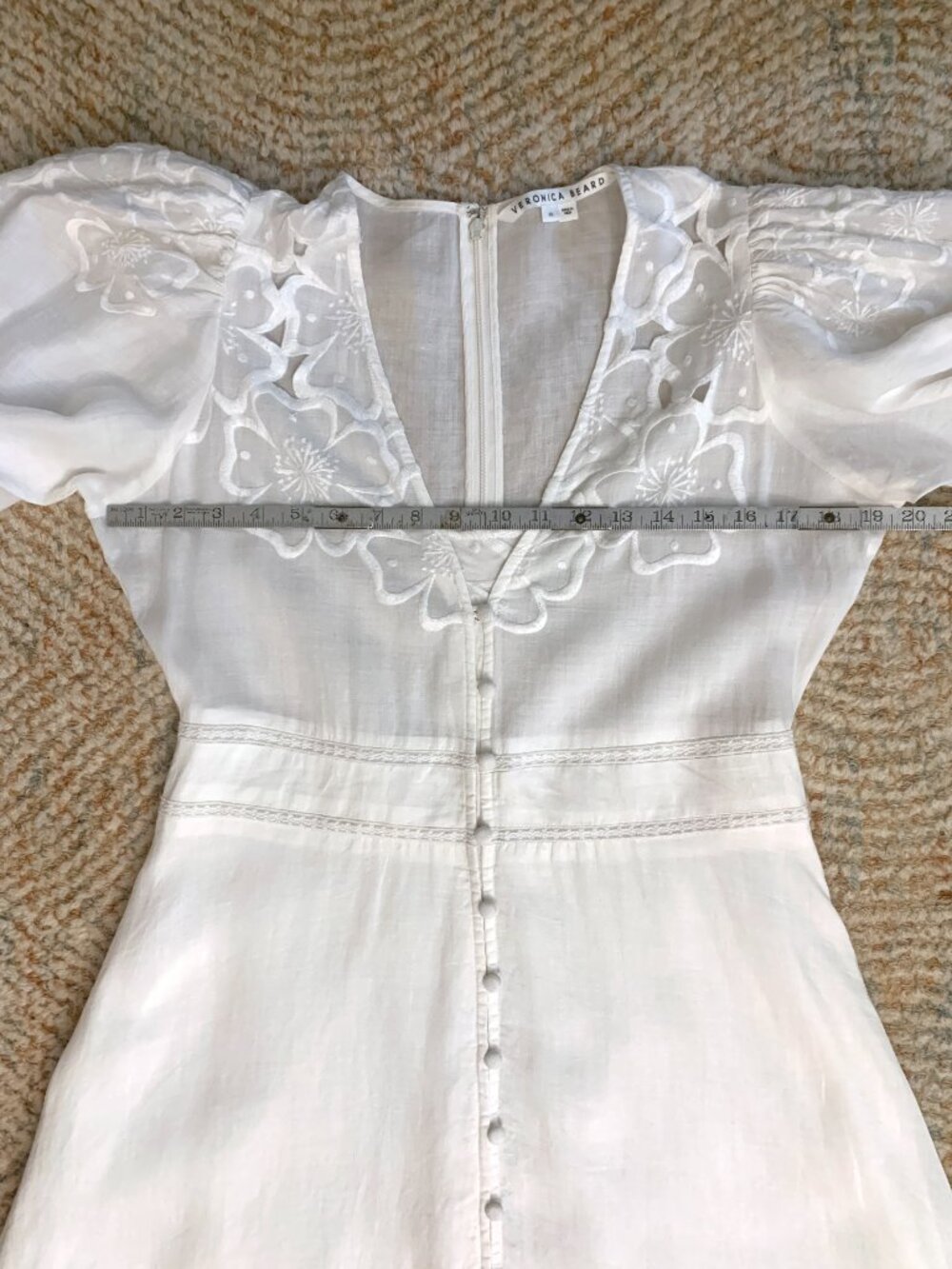 VERONICA BEARD Hope White Floral Embroidered Dress Sz 10 RUNS SMALL - Picture 10 of 14